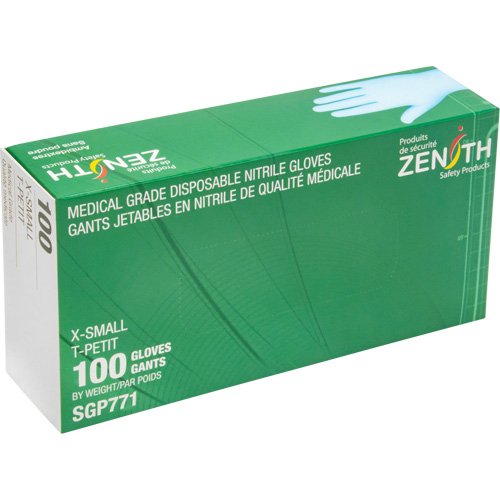 Puncture-Resistant Medical-Grade Disposable Gloves, X-Small, Nitrile, 4.5-mil, Powder-Free, Blue, Class 2 Groupe Belzile Dickner