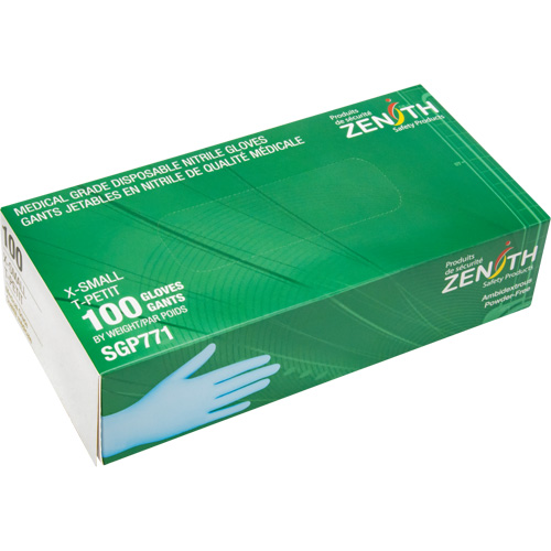 Puncture-Resistant Medical-Grade Disposable Gloves, X-Small, Nitrile, 4.5-mil, Powder-Free, Blue, Class 2 Groupe Belzile Dickner