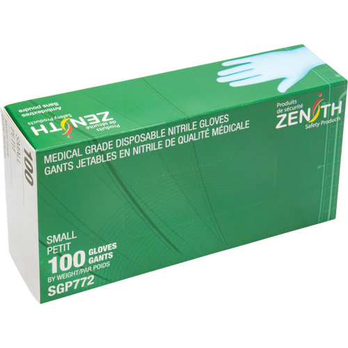 Puncture-Resistant Medical-Grade Disposable Gloves, Small, Nitrile, 4.5-mil, Powder-Free, Blue, Class 2 Groupe Belzile Dickner