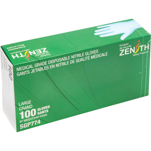 Puncture-Resistant Medical-Grade Disposable Gloves, Large, Nitrile, 4.5-mil, Powder-Free, Blue, Class 2 Groupe Belzile Dickner
