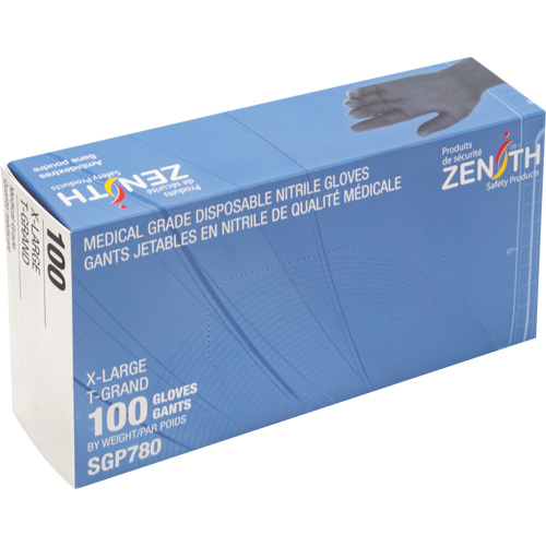 Gants jetables de calibre m&eacute;dical r&eacute;sistants &agrave; la perforation, T-Grand, Nitrile, 5 mils, Sans poudre, Noir, Classe 2 Groupe Belzile Dickner