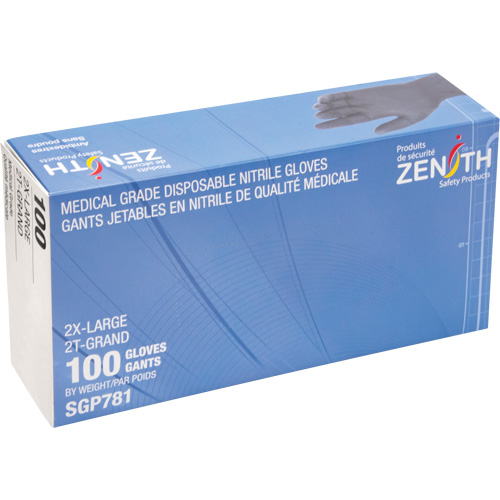 Puncture-Resistant Medical-Grade Disposable Gloves, 2X-Large, Nitrile, 5-mil, Powder-Free, Black, Class 2 Groupe Belzile Dickner