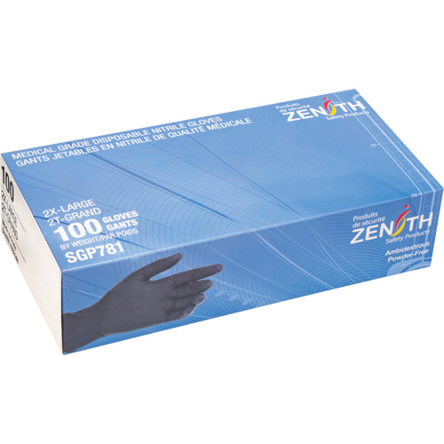 Puncture-Resistant Medical-Grade Disposable Gloves, 2X-Large, Nitrile, 5-mil, Powder-Free, Black, Class 2 Groupe Belzile Dickner