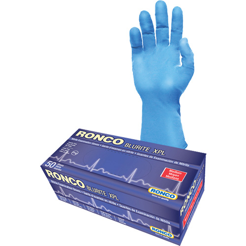 Gants d'examen BLURITE XPL, Petit, Nitrile, 8 mils, Sans poudre, Bleu, Classe 2 Groupe Belzile Dickner