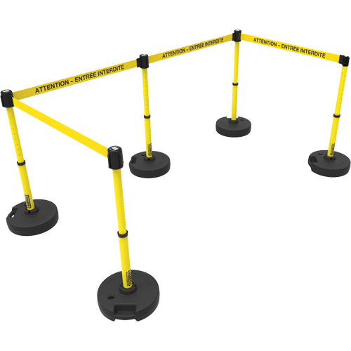 Ensemble de montants pour barri&egrave;re Plus, Plastique, 42" h, Ruban Jaune, Longueur du ruban 15' Groupe Belzile Dickner