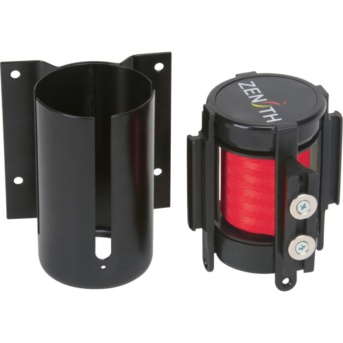 Barri&egrave;re &agrave; fixation murale avec ruban magn&eacute;tique, Acier, Fixation par vis, 7', Ruban Rouge Groupe Belzile Dickner
