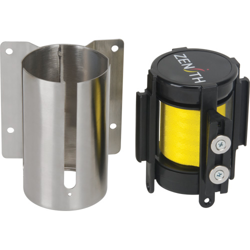 Wall Mount Barrier with Magnetic Tape, Steel, Screw Mount, 7', Yellow Tape Groupe Belzile Dickner