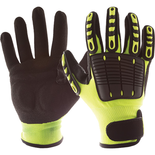 Back Tracker Impact Gloves with Back of Hand Protection, Small, Nitrile Palm, Hook & Loop Cuff Groupe Belzile Dickner