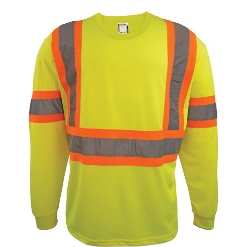Long Sleeve Safety Shirt, Polyester, 2X-Large, High Visibility Lime-Yellow Groupe Belzile Dickner