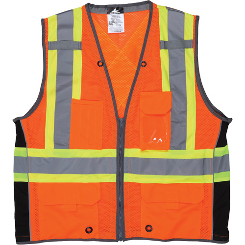 Surveyor Safety Vest, High Visibility Orange, Large, Polyester Groupe Belzile Dickner