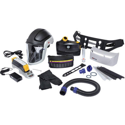 Trousse de respirateur d&eacute;puration dair propuls&eacute; pour lindustrie lourde Versaflo, Capuchon & visi&egrave;re, Pile Lithium-ion Groupe Belzile Dickner