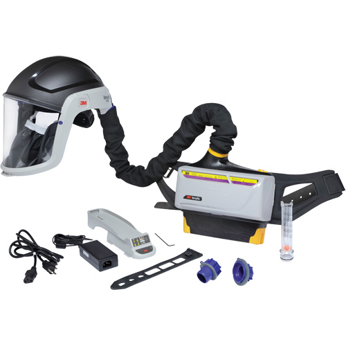 Trousse de respirateur d&eacute;puration dair propuls&eacute; pour lindustrie lourde Versaflo, Capuchon & visi&egrave;re, Pile Lithium-ion Groupe Belzile Dickner