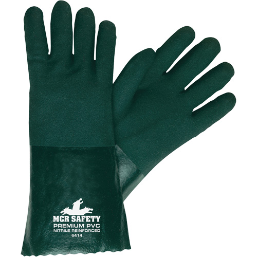 Chemical Resistant Gloves, Size Large, 14" L, PVC, Jersey Inner Lining Groupe Belzile Dickner