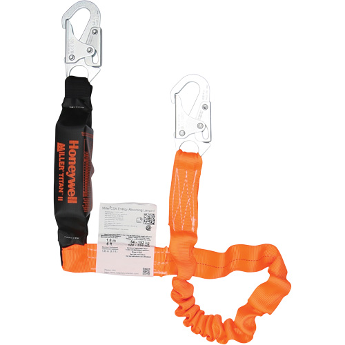 Titan Energy-Absorbing Lanyard, 6', Locking Snap Hook Center, Locking Snap Hook Leg Ends, Polyester Groupe Belzile Dickner