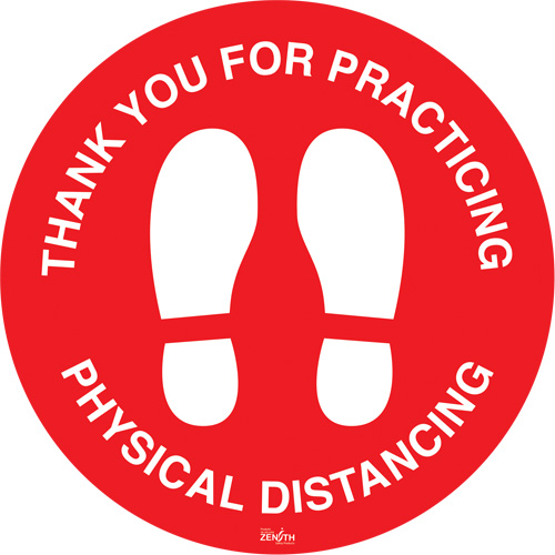 "Physical Distancing" Floor Sign, Adhesive, English with Pictogram Groupe Belzile Dickner