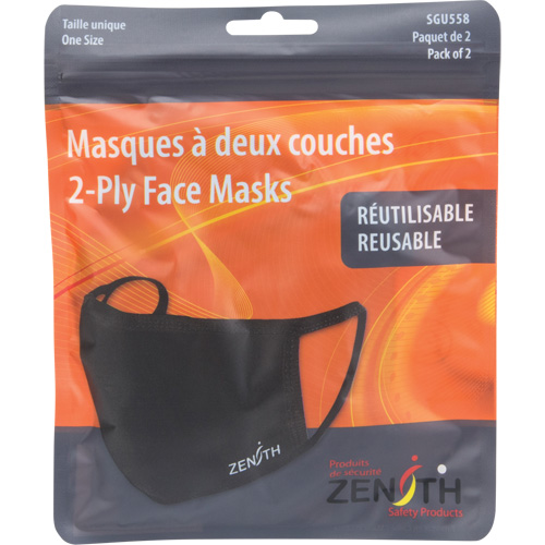 2-Ply Reusable Face Masks, Polyester, Black Groupe Belzile Dickner