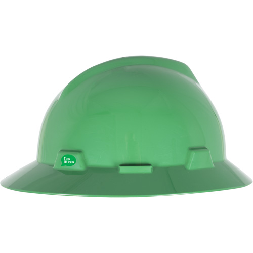 Casque de s&eacute;curit&eacute; &agrave; bord complet V-Gard GREEN avec fentes, R&eacute;pond aux normes CSA type 1, Suspension Rochet Groupe Belzile Dickner