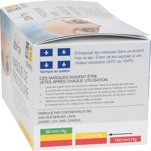 Disposable Procedure Face Masks, ASTM F2100 Level 2, Class 1 Groupe Belzile Dickner