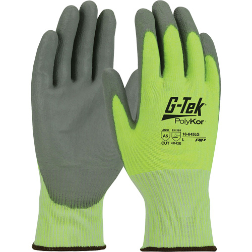 Gants r&eacute;sistants aux coupures G-Tek PolyKor, Taille Petit, Calibre 13, Rev&ecirc;tement Polyur&eacute;thane, Enveloppe en Poly&eacute;thyl&egrave;ne, ASTM ANSI niveau A5/EN 388 niveau E Groupe Belzile Dickner