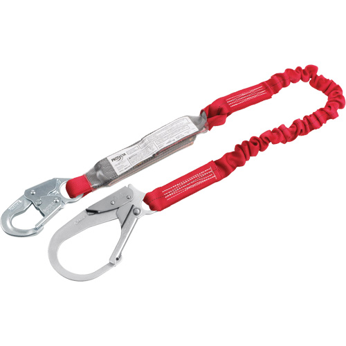 Pro Elastic Shock-Absorbing Lanyard, 6', Rebar Hook Center, Snap Hook Leg Ends, Polyester Groupe Belzile Dickner