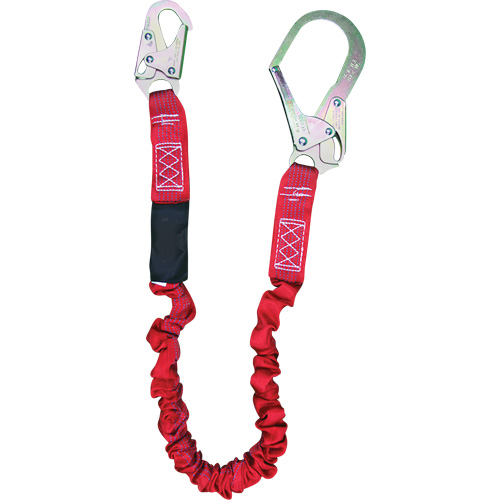 ShockSorb Internal Shock Lanyard, 6', Rebar Hook Center, Snap Hook Leg Ends, Polyester Groupe Belzile Dickner