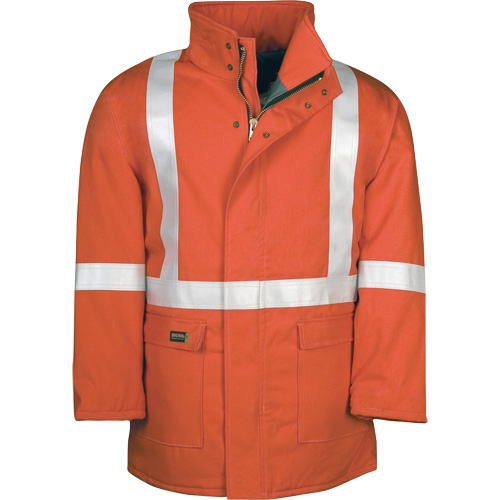Parka dhiver &agrave; doublure matelass&eacute;e AllOut Westex UltraSoft avec bandes r&eacute;fl&eacute;chissantes, Petit, Orange haute visibilit&eacute;, 46 cal/cm² Groupe Belzile Dickner