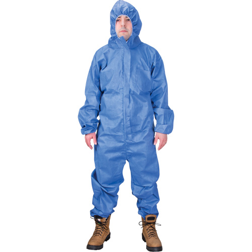 Hooded Coveralls, Large, Blue, SMS Groupe Belzile Dickner