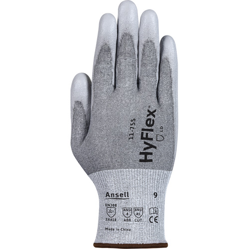 Gants r&eacute;sistants aux coupures 11-755  Hyflex, Taille 6, Calibre 18, Rev&ecirc;tement Polyur&eacute;thane, Enveloppe en Polyester/PEHP/Tungst&egrave;ne/Spandex, ASTM ANSI niveau A5/EN 388 niveau E Groupe Belzile Dickner
