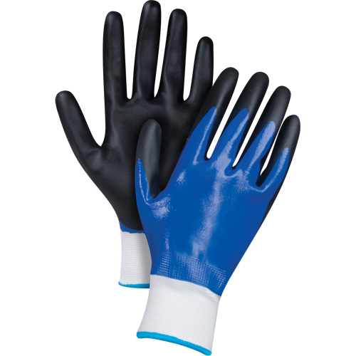 Gants enduits noir & bleu, Grand, R&ecirc;vetement Mousse de nitrile, Calibre 15, Enveloppe en Nylon Groupe Belzile Dickner