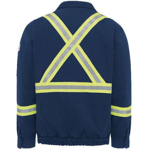 Men's Lined Bomber Jacket with Reflective Trim, Small, Navy Blue, 29 cal/cm² Groupe Belzile Dickner