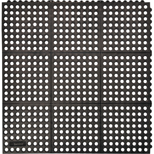 Tapis antifatigue &agrave; imbrication Cushion-Ease 550, &agrave; fentes, 3' x 3' x 3/4", Noir, Caoutchouc Groupe Belzile Dickner