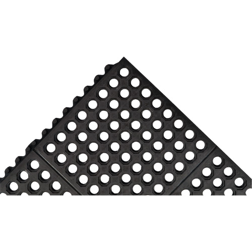 Tapis antifatigue &agrave; imbrication Cushion-Ease 550, &agrave; fentes, 3' x 3' x 3/4", Noir, Caoutchouc Groupe Belzile Dickner
