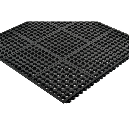 Tapis antifatigue &agrave; imbrication Cushion-Ease 550, &agrave; fentes, 3' x 3' x 3/4", Noir, Caoutchouc Groupe Belzile Dickner
