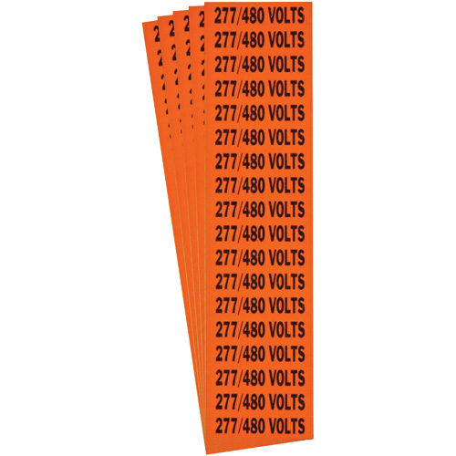 "277/480 Volts" Conduit & Voltage Labels, 1/2" x 2-1/4", Cloth/Vinyl, English Groupe Belzile Dickner