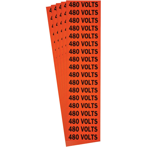"480 Volts" Conduit & Voltage Labels, 1/2" x 2-1/4", Cloth/Vinyl, English Groupe Belzile Dickner
