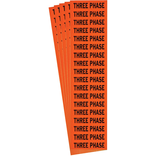 "Three Phase" Conduit & Voltage Labels, 1/2" x 2-1/4", Cloth/Vinyl, English Groupe Belzile Dickner