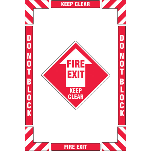 "Fire Exit" Floor Marking Kit, Adhesive, English with Pictogram Groupe Belzile Dickner