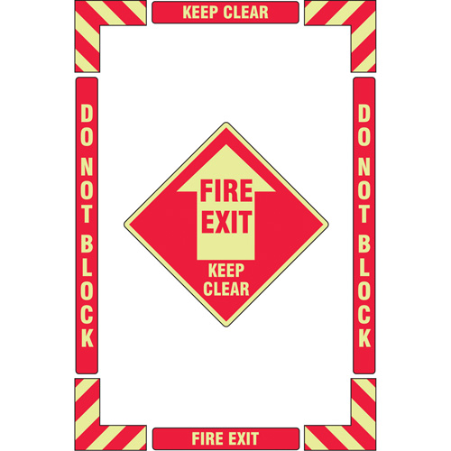 "Fire Exit" Floor Marking Kit, Adhesive, English with Pictogram Groupe Belzile Dickner