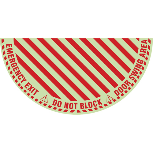 "Emergency Exit" Half Circle Swing Door Floor Sign, Adhesive, English with Pictogram Groupe Belzile Dickner