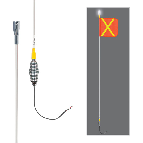 Safety Whip&reg; All-Weather Super-Duty Warning Whips with Constant LED Light, Spring Mount, 5' High, Orange with Reflective Groupe Belzile Dickner