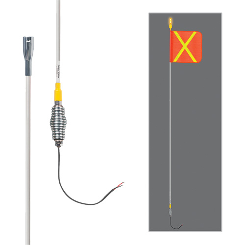 Safety Whip&reg; All-Weather Super-Duty Warning Whips with Constant LED Light, Spring Mount, 10' High, Orange with Reflective Groupe Belzile Dickner