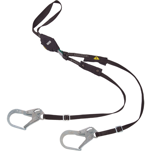 Longe utilitaire &agrave; amortisseur d'&eacute;nergie V-Series, 6', Point d'ancrage &agrave; Crochet d'armature, Crochet mousqueton aux jambes, Nylon Groupe Belzile Dickner
