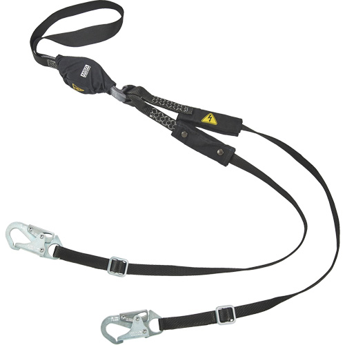 V-Series Utility Energy Absorbing Lanyard, 6', Snap Hook Center, Snap Hook Leg Ends, Nylon Groupe Belzile Dickner