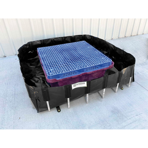 Berme de confinement des d&eacute;versements Ultra-IBC Berm, Capacit&eacute; 400 gal. US, 6' la x 6' lo x 18" h, Support en L Groupe Belzile Dickner