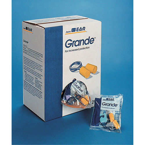 Bouchons d'oreilles classiques E-A-R, Vrac - Sac en poly, Grand, Avec cordon Groupe Belzile Dickner