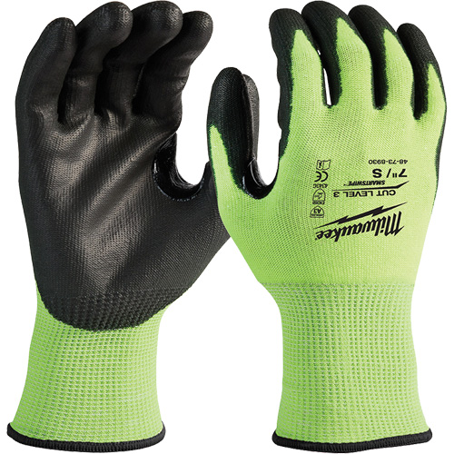 High-Visibility Cut-Resistant Gloves, Size Small, 15 Gauge, Nitrile/Polyurethane Coated, Polyethylene Shell, ANSI/ISEA 105 Level 3 Groupe Belzile Dickner