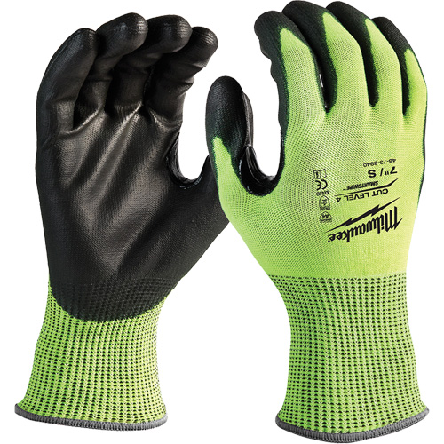 High-Visibility Cut-Resistant Gloves, Size Small, 13 Gauge, Nitrile/Polyurethane Coated, Polyethylene Shell, ANSI/ISEA 105 Level 4 Groupe Belzile Dickner
