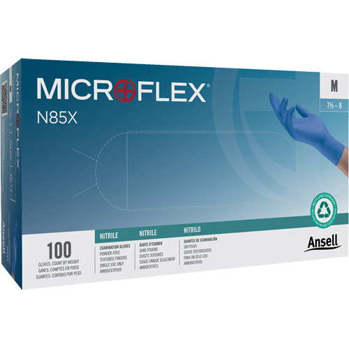Microflex&reg; N85 Gloves, X-Small, Nitrile, 3.5-mil, Powder-Free, Blue, Class 2 Groupe Belzile Dickner