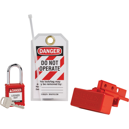 BatteryBlock Forklift Power Connector Lockout with Nylon Safety Padlock, Electrical Kit, 3 Components Groupe Belzile Dickner