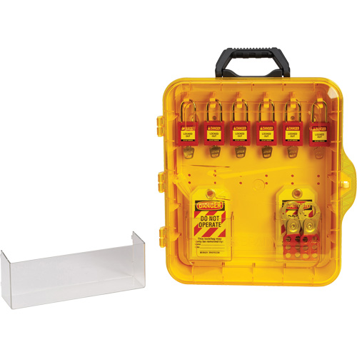 Station de cadenassage avec cadenas de s&eacute;curit&eacute; en nylon utilisant des cl&eacute;s identiques, Cadenas Plastique, Capacit&eacute; de 6, Cadenas Compris Groupe Belzile Dickner